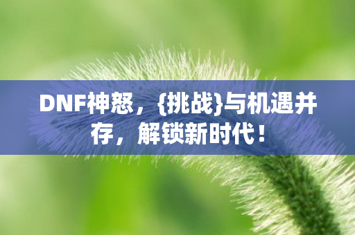 DNF神怒，{挑战}与机遇并存，解锁新时代！