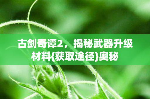 古剑奇谭2，揭秘武器升级材料{获取途径}奥秘