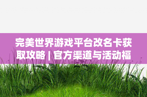 完美世界游戏平台改名卡获取攻略图片