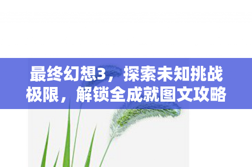 最终幻想3,探索未知挑战极限,解锁全成就图文攻略 最终幻想3,探索未知挑战极限,解锁全成就图文攻略