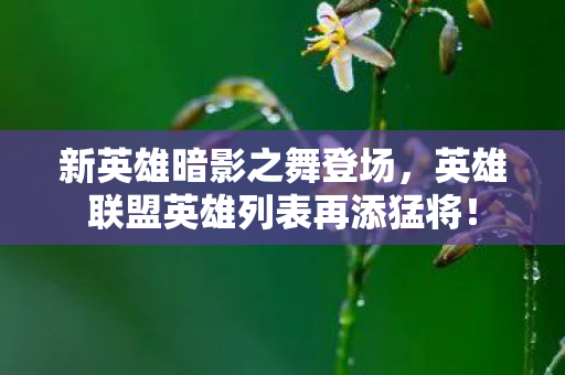 新英雄暗影之舞登场,英雄联盟英雄列表再添猛将! 新英雄暗影之舞登场,英雄联盟英雄列表再添猛将!