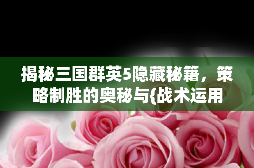 揭秘三国群英5隐藏秘籍，策略制胜的奥秘与{战术运用}