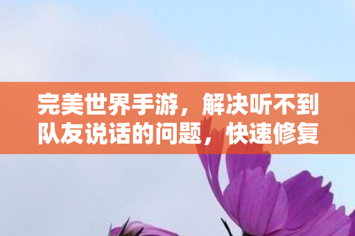 解决听不到队友说话的问题图片