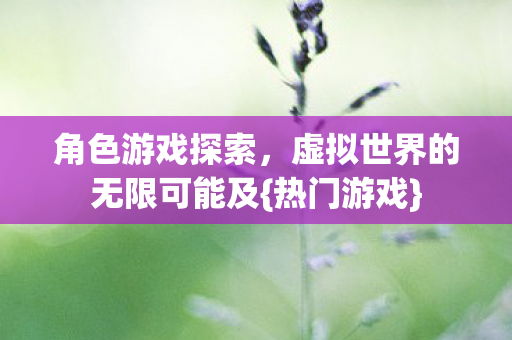 角色游戏探索，虚拟世界的无限可能及{热门游戏}