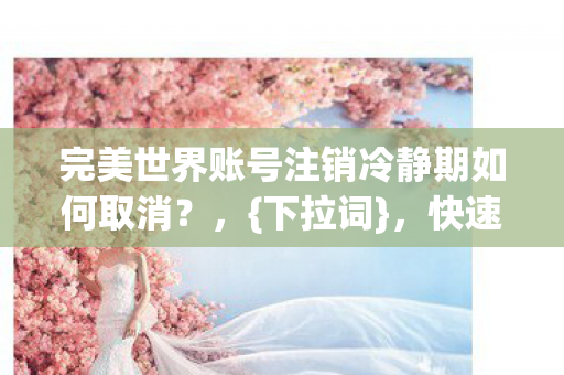完美世界账号注销冷静期如何取消图片