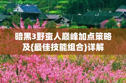 暗黑3野蛮人巅峰加点策略及{最佳技能组合}详解 暗黑3野蛮人巅峰加点策略及{最佳技能组合}详解