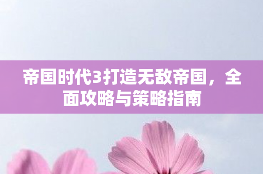 帝国时代3打造无敌帝国，全面攻略与策略指南