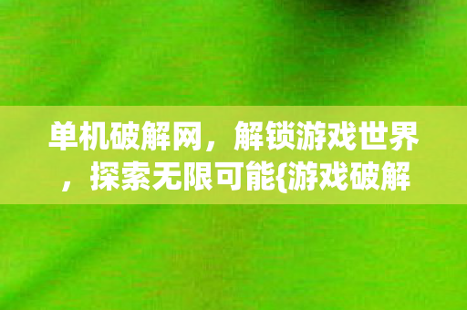 单机破解网，解锁游戏世界，探索无限可能{游戏破解}