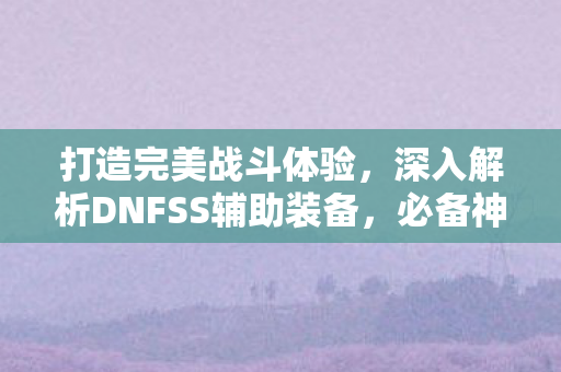 打造完美战斗体验，深入解析DNFSS辅助装备，必备神器推荐
