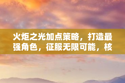 火炬之光加点策略图片