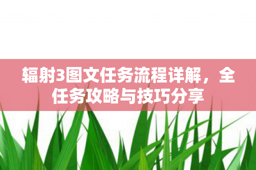辐射3图文任务流程详解，全任务攻略与技巧分享