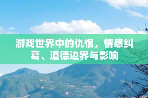 游戏世界中的仇恨，情感纠葛、道德边界与影响