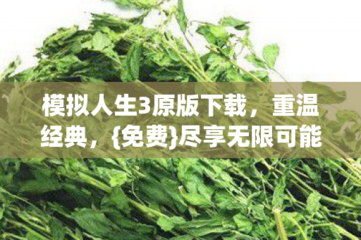 模拟人生3原版下载，重温经典，{免费}尽享无限可能