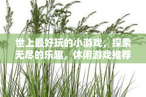 世上最好玩的小游戏,探索无尽的乐趣,休闲游戏推荐 世上最好玩的小游戏,探索无尽的乐趣,休闲游戏推荐