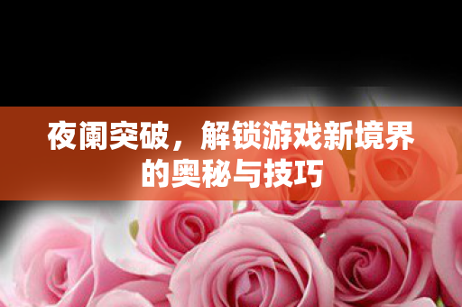 夜阑突破，解锁游戏新境界的奥秘与技巧