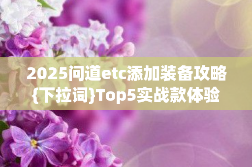 2025问道etc添加装备攻略{下拉词}Top5实战款体验避雷