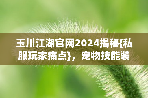 玉川江湖官网2024揭秘图片