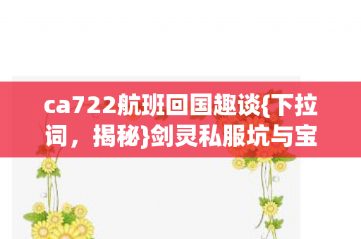 ca722航班回国趣谈图片