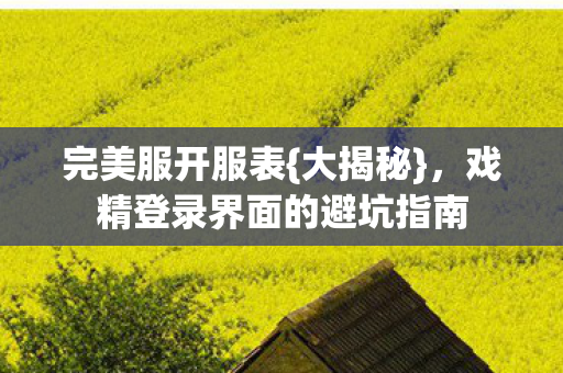 戏精登录界面的避坑指南图片