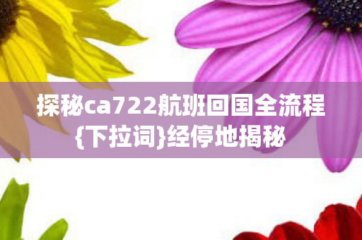 探秘ca722航班回国全流程图片