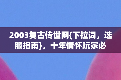 十年情怀玩家必看实测图片