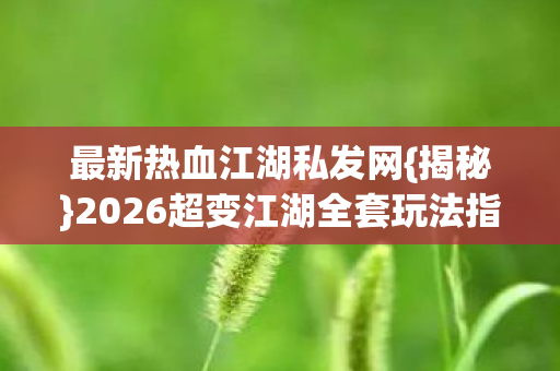 2026超变江湖全套玩法指南图片