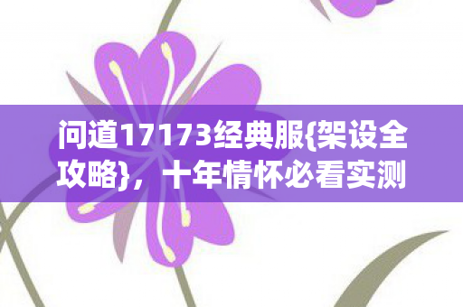 问道17173经典服{架设全攻略}，十年情怀必看实测防踩坑