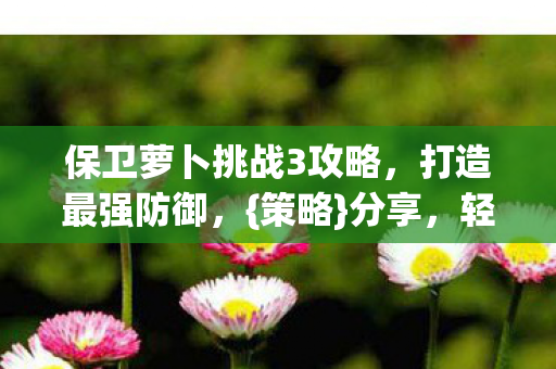 保卫萝卜挑战3攻略图片