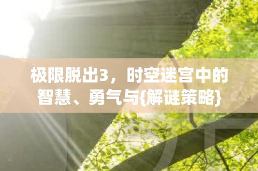极限脱出3,时空迷宫中的智慧、勇气与{解谜策略} 极限脱出3,时空迷宫中的智慧、勇气与{解谜策略}