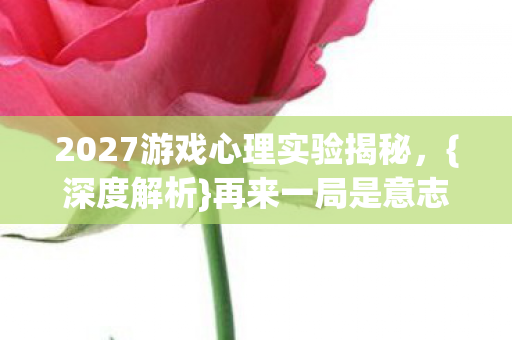 2027游戏心理实验揭秘,{深度解析}再来一局是意志或沉迷? 2027游戏心理实验揭秘,{深度解析}再来一局是意志或沉迷?