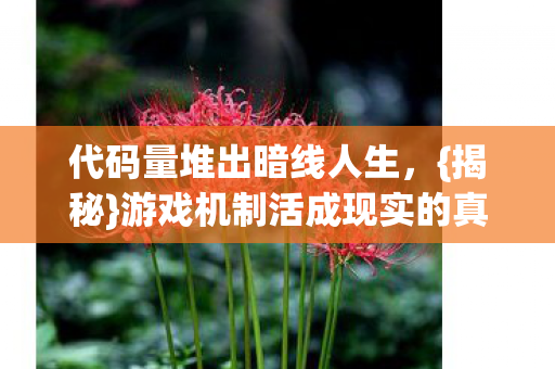 代码量堆出暗线人生，{揭秘}游戏机制活成现实的真相