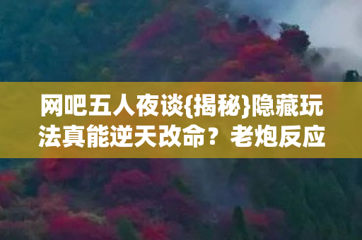 网吧五人夜谈{揭秘}隐藏玩法真能逆天改命？老炮反应绝了
