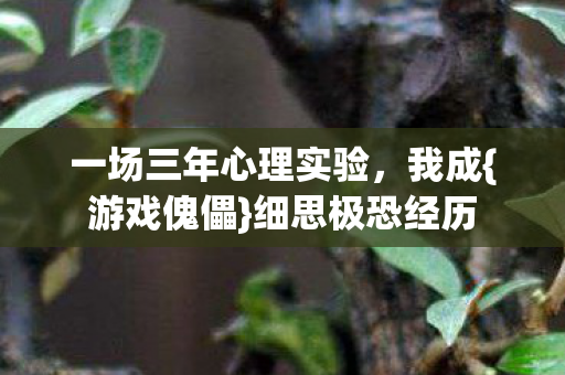 一场三年心理实验,我成{游戏傀儡}细思极恐经历 一场三年心理实验,我成{游戏傀儡}细思极恐经历