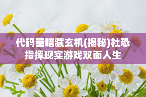 代码量暗藏玄机{揭秘}社恐指挥现实游戏双面人生 代码量暗藏玄机{揭秘}社恐指挥现实游戏双面人生
