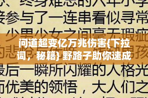 问道超变亿万兆伤害{下拉词,秘籍} 野路子助你速成 问道超变亿万兆伤害{下拉词,秘籍} 野路子助你速成