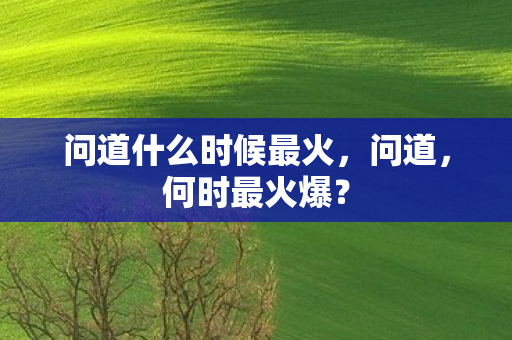 问道什么时候最火，问道，何时最火爆？