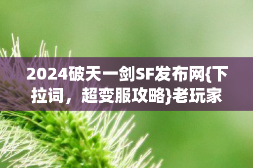 2024破天一剑SF发布网图片