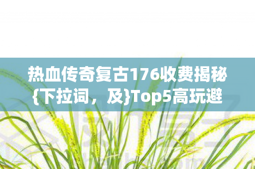 热血传奇复古176收费揭秘图片