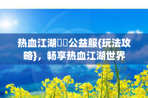 热血江湖歸來公益服图片