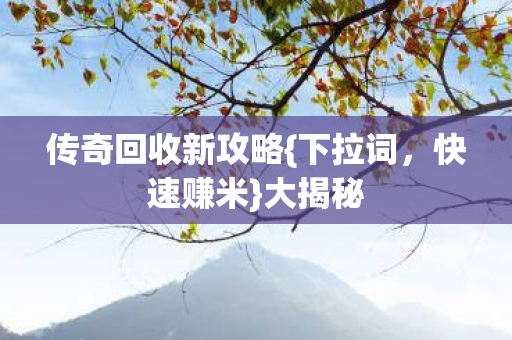 传奇回收新攻略{下拉词，快速赚米}大揭秘