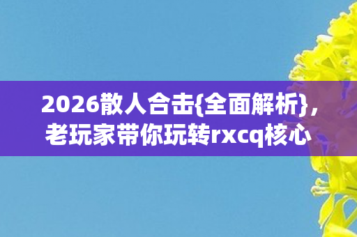 2026散人合击{全面解析}，老玩家带你玩转rxcq核心
