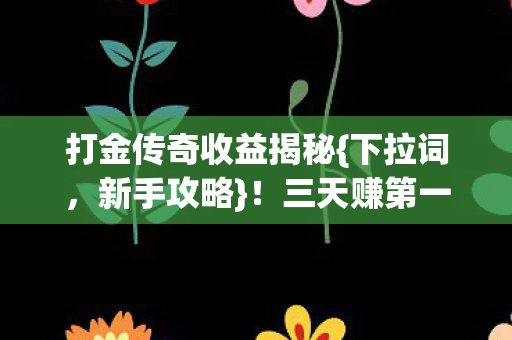 打金传奇收益揭秘{下拉词，新手攻略}！三天赚第一桶金不是梦
