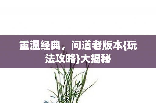 重温经典,问道老版本{玩法攻略}大揭秘 重温经典,问道老版本{玩法攻略}大揭秘