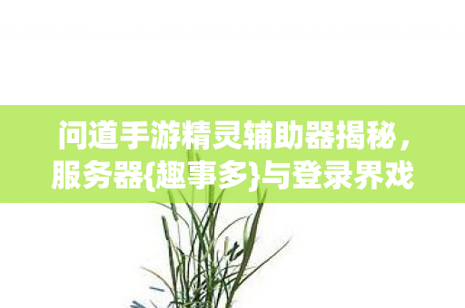 问道手游精灵辅助器揭秘,服务器{趣事多}与登录界戏精 问道手游精灵辅助器揭秘,服务器{趣事多}与登录界戏精