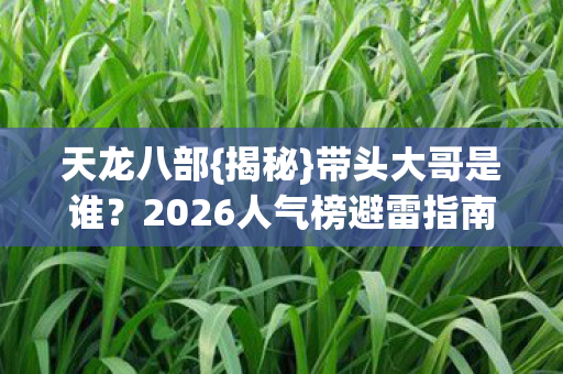 天龙八部{揭秘}带头大哥是谁?2026人气榜避雷指南 天龙八部{揭秘}带头大哥是谁?2026人气榜避雷指南