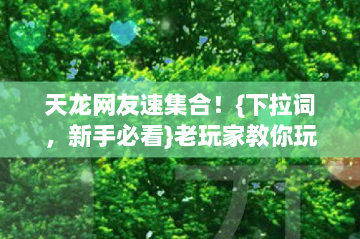 天龙网友速集合!{下拉词,新手必看}老玩家教你玩转隐藏副本 天龙网友速集合!{下拉词,新手必看}老玩家教你玩转隐藏副本