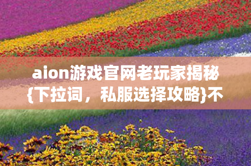 aion游戏官网老玩家揭秘图片