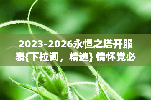 2026永恒之塔开服表图片
