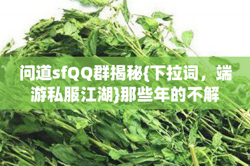 问道sfQQ群揭秘{下拉词，端游私服江湖}那些年的不解之缘