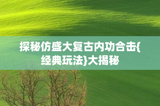 探秘仿盛大复古内功合击{经典玩法}大揭秘